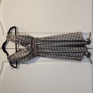 Silver and black double v neck dress